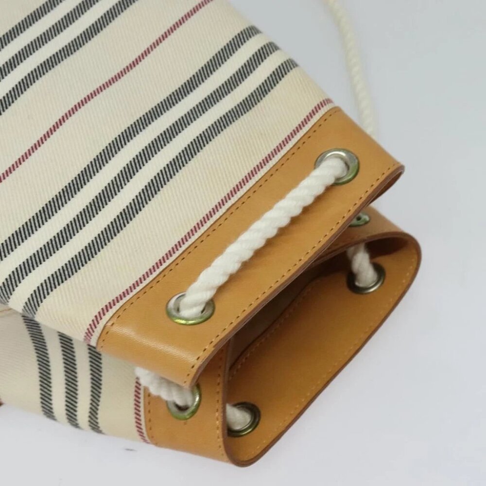 BURBERRY Shoulder Bag Canvas Leather White - Picture 8 of 16